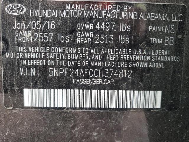 Photo 10 from auction – 2016 HYUNDAI SONATA SE with VIN 5NPE24AF0GH374812