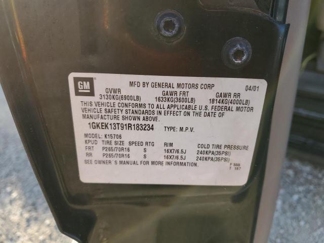 Photo 10 from auction – 2001 GMC YUKON with VIN 1GKEK13T91R183234