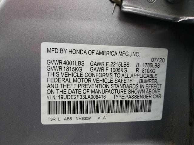 Photo 10 from auction – 2020 ACURA ILX with VIN 19UDE2F33LA008416