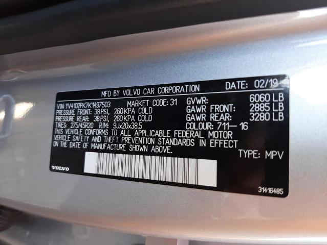 Photo 10 from auction – 2019 VOLVO XC90 T5 MO with VIN YV4102PK7K1497503