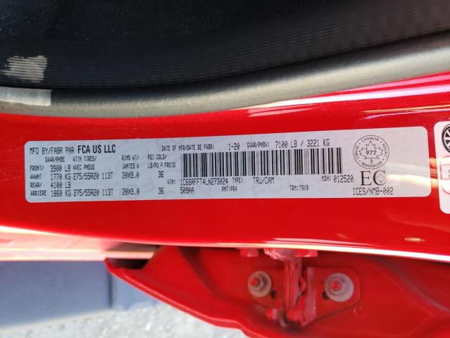 Photo 10 from auction – 2020 RAM 1500 BIG H with VIN 1C6SRFFT4LN273024