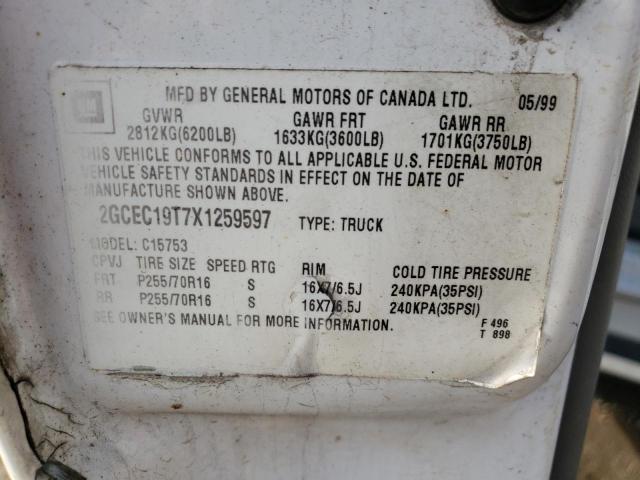 Photo 10 from auction – 1999 CHEVROLET SILVERADO with VIN 2GCEC19T7X1259597