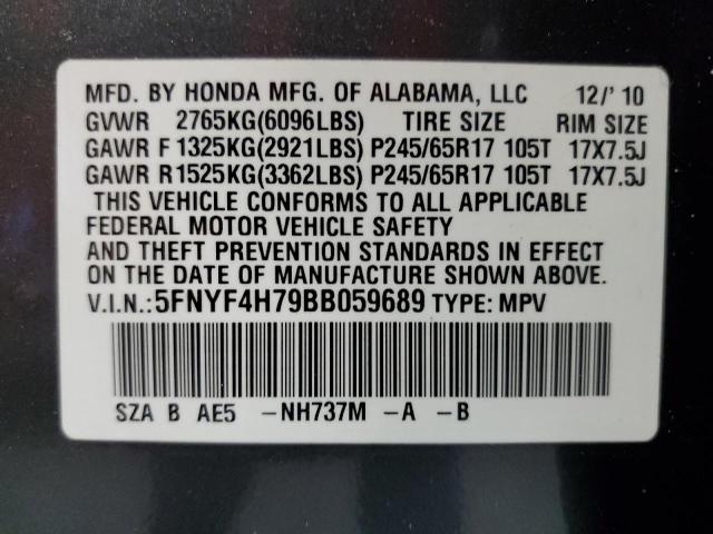 Photo 10 from auction – 2011 HONDA PILOT EXLN with VIN 5FNYF4H79BB059689