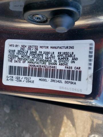 Photo 10 from auction – 2009 TOYOTA COROLLA BA with VIN 1NXBU40E49Z105481