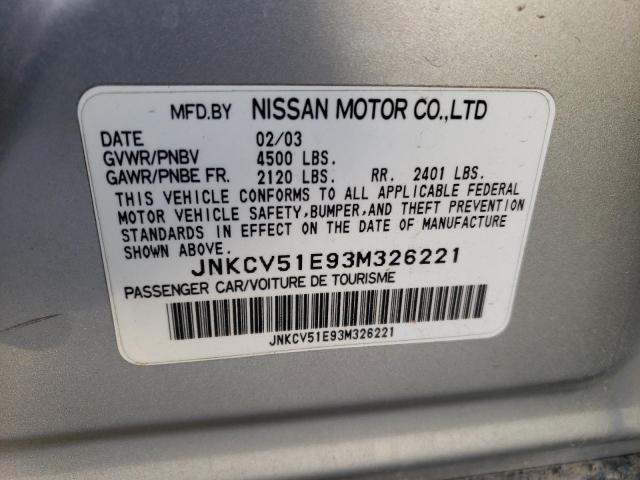 Photo 10 from auction – 2003 INFINITI G35 with VIN JNKCV51E93M326221