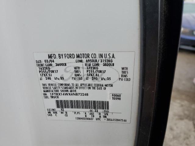 Photo 10 from auction – 2004 FORD F150 with VIN 1FTRX14WX4NB73248