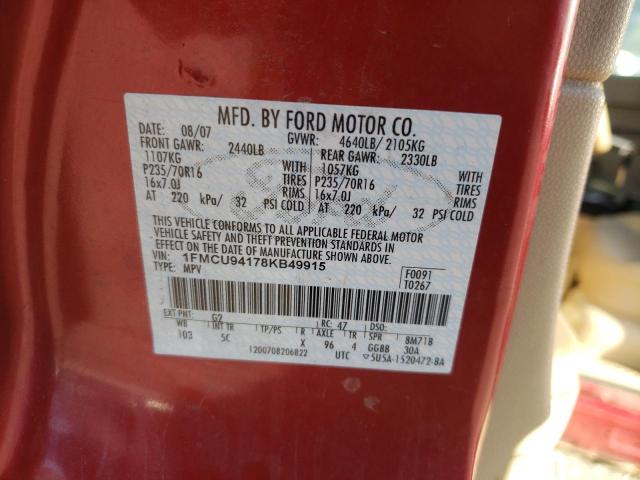 Photo 10 from auction – 2008 FORD ESCAPE LIM with VIN 1FMCU94178KB49915