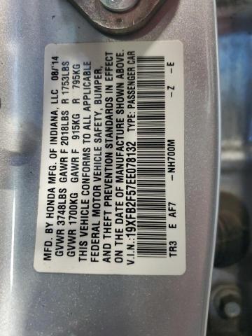 Photo 10 from auction – 2014 HONDA CIVIC LX with VIN 19XFB2F57EE078132