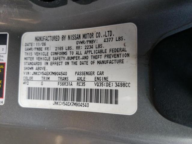 Photo 10 from auction – 2007 INFINITI G35 with VIN JNKCV54EX7M904540