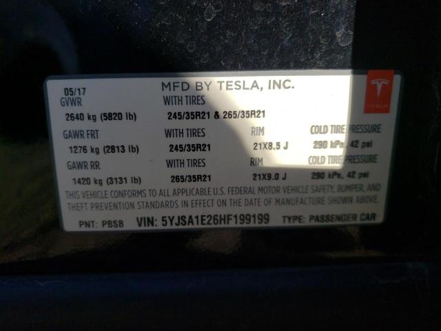 Photo 10 from auction – 2017 TESLA MODEL S with VIN 5YJSA1E26HF199199