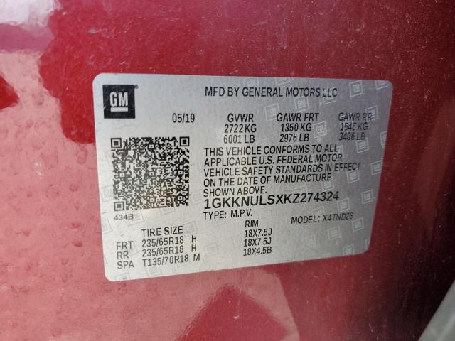 Photo 10 from auction – 2019 GMC ACADIA SLT with VIN 1GKKNULSXKZ274324
