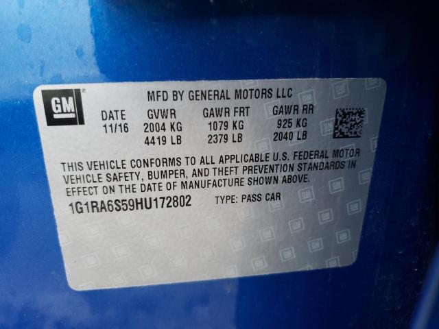 Photo 10 from auction – 2017 CHEVROLET VOLT LT with VIN 1G1RA6S59HU172802