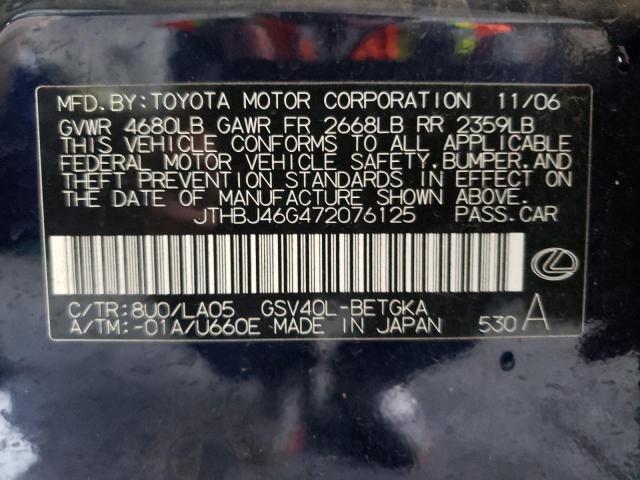 Photo 10 from auction – 2007 LEXUS ES 350 with VIN JTHBJ46G472076125