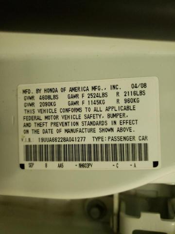 Photo 10 from auction – 2008 ACURA TL with VIN 19UUA66228A041277