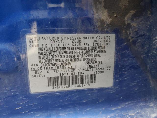 Photo 10 from auction – 2017 NISSAN VERSA S with VIN 3N1CN7AP5HL865499