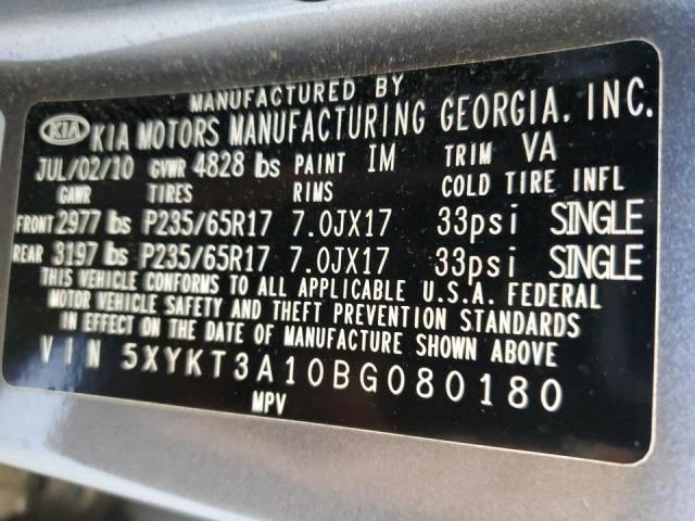 Photo 10 from auction – 2011 KIA SORENTO BA with VIN 5XYKT3A10BG080180