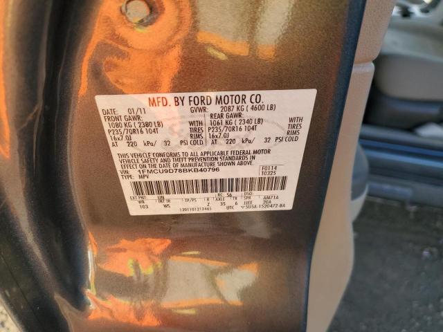 Photo 10 from auction – 2011 FORD ESCAPE XLT with VIN 1FMCU9D78BKB40796