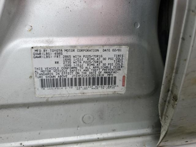 Photo 10 from auction – 2001 TOYOTA HIGHLANDER with VIN JTEHF21A310011818