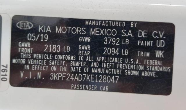 Photo 10 from auction – 2019 KIA FORTE FE with VIN 3KPF24AD7KE128047