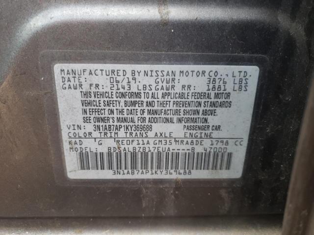 Photo 10 from auction – 2019 NISSAN SENTRA S with VIN 3N1AB7AP1KY369688