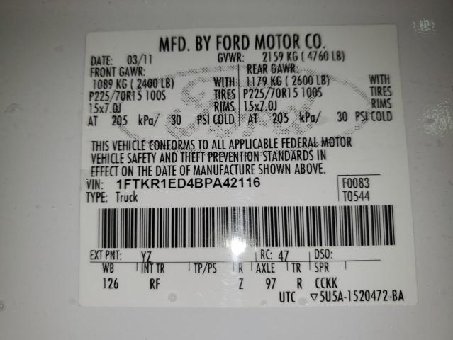 Photo 10 from auction – 2011 FORD RANGER SUP with VIN 1FTKR1ED4BPA42116