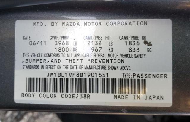 Foto 10 de la subasta – 2011 MAZDA 3 I con VIN JM1BL1VF8B1901651