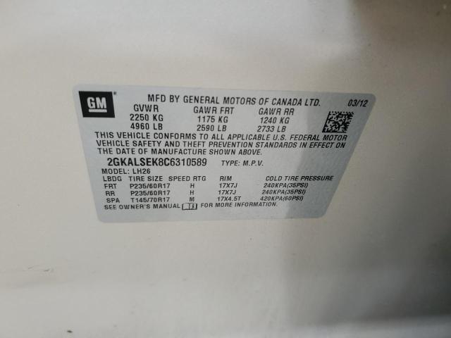 Photo 10 from auction – 2012 GMC TERRAIN SL with VIN 2GKALSEK8C6310589