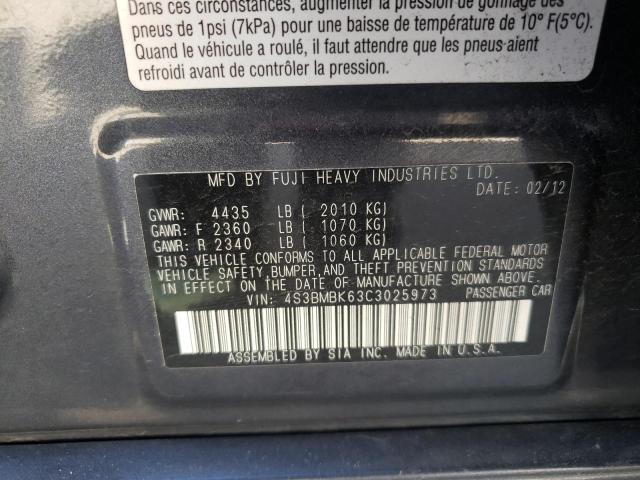 Photo 10 from auction – 2012 SUBARU LEGACY 2.5 with VIN 4S3BMBK63C3025973