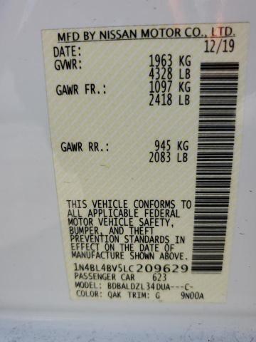 Photo 10 from auction – 2020 NISSAN ALTIMA S with VIN 1N4BL4BV5LC209629