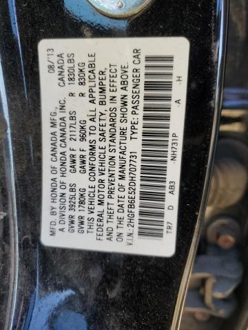 Photo 10 from auction – 2013 HONDA CIVIC SI with VIN 2HGFB6E52DH707731