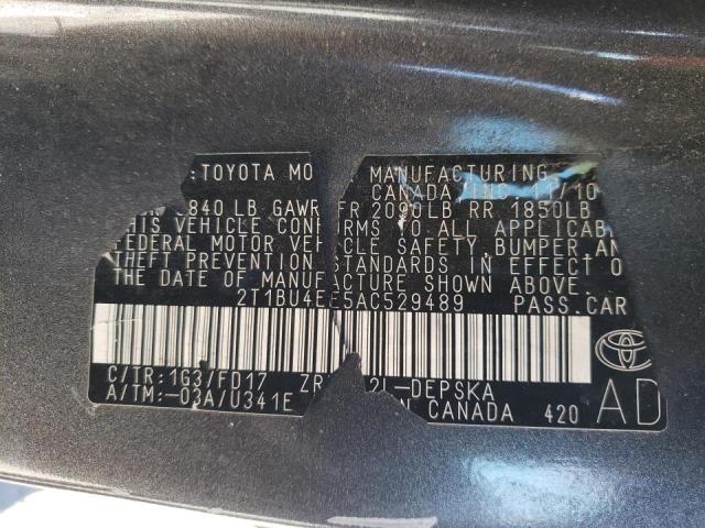 Photo 10 from auction – 2010 TOYOTA COROLLA BA with VIN 2T1BU4EE5AC529489