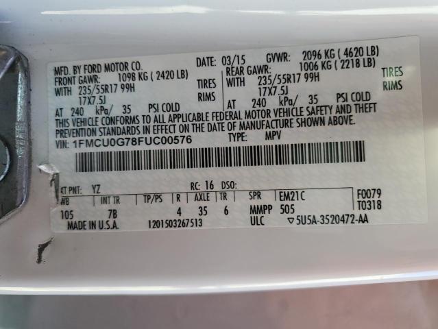 Photo 10 from auction – 2015 FORD ESCAPE SE with VIN 1FMCU0G78FUC00576