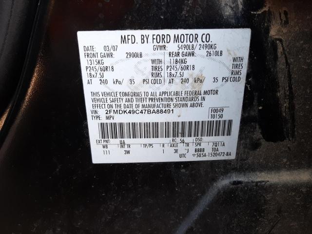 Photo 10 from auction – 2007 FORD EDGE SEL P with VIN 2FMDK49C47BA88491