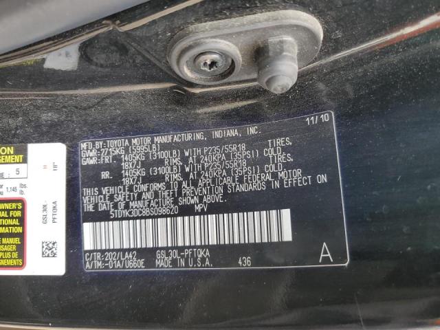 Photo 10 from auction – 2011 TOYOTA SIENNA XLE with VIN 5TDYK3DC8BS098620