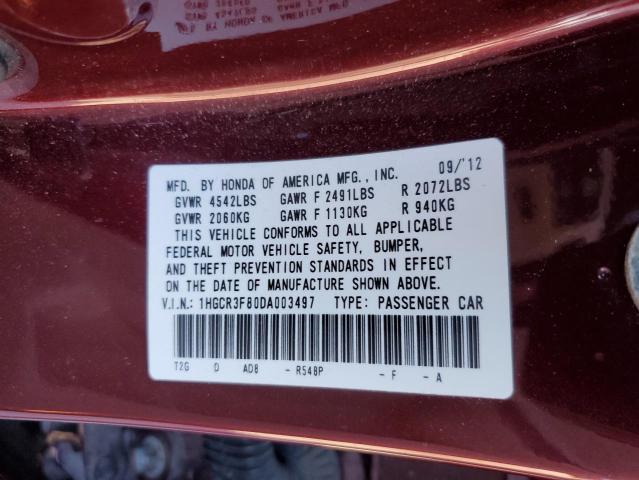 Photo 10 from auction – 2013 HONDA ACCORD EXL with VIN 1HGCR3F80DA003497