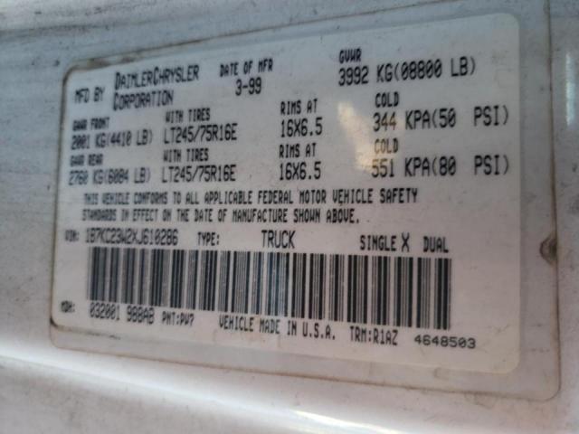 Photo 10 from auction – 1999 DODGE RAM 2500 with VIN 1B7KC23W2XJ610286
