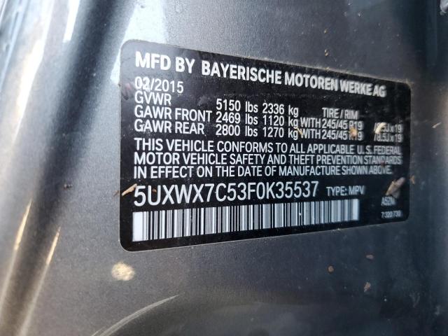 Photo 10 from auction – 2015 BMW X3 XDRIVE3 with VIN 5UXWX7C53F0K35537