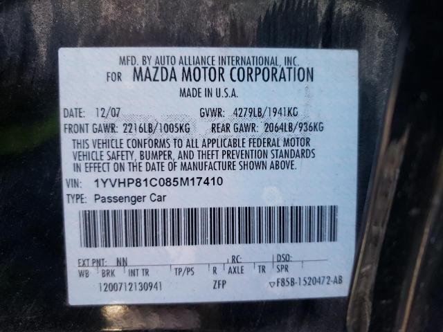 Photo 10 from auction – 2008 MAZDA 6 I with VIN 1YVHP81C085M17410