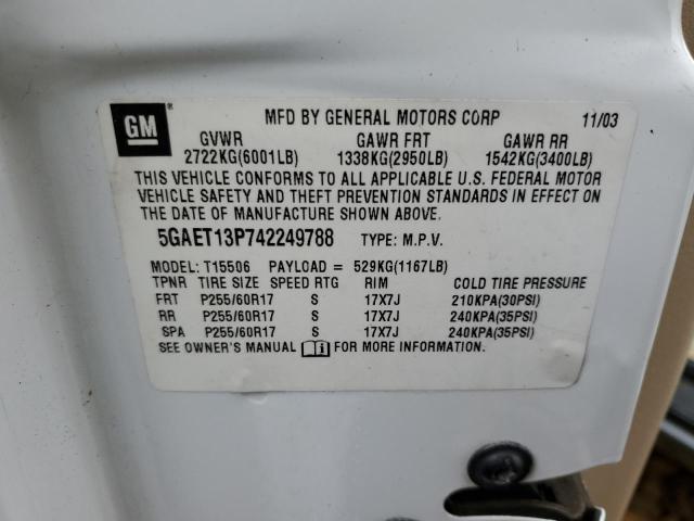Photo 10 from auction – 2004 BUICK RAINIER CX with VIN 5GAET13P742249788