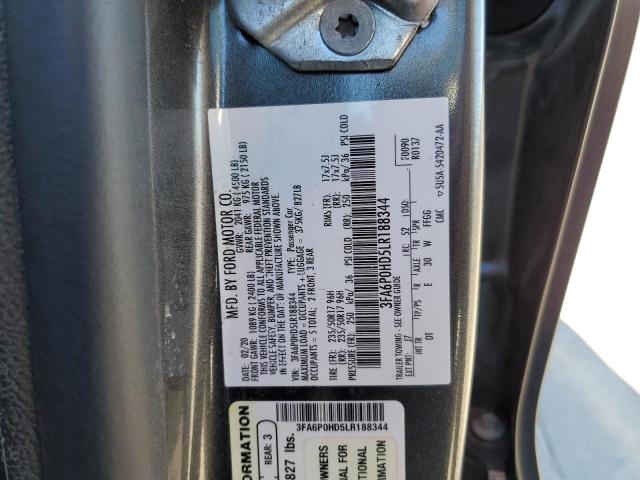 Photo 12 from auction – 2020 FORD FUSION SE with VIN 3FA6P0HD5LR188344