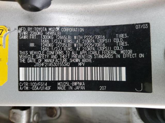 Photo 10 from auction – 2003 TOYOTA HIGHLANDER with VIN JTEHF21A530155342