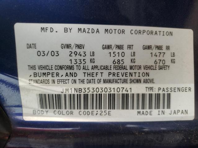 Photo 10 from auction – 2003 MAZDA MX-5 MIATA with VIN JM1NB353030310741