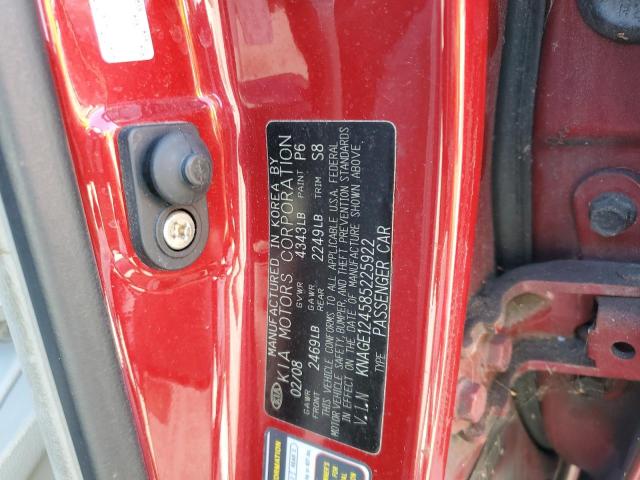 Photo 10 from auction – 2008 KIA OPTIMA LX with VIN KNAGE124585225922