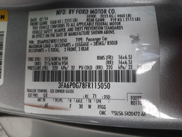 Photo 10 from auction – 2015 FORD FUSION S with VIN 3FA6P0G78FR115050