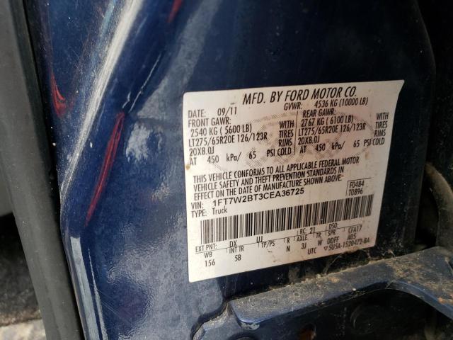 Foto 10 de la subasta – 2012 FORD F250 SUPER con VIN 1FT7W2BT3CEA36725