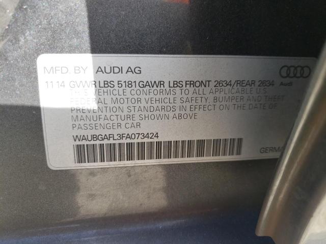 Photo 10 from auction – 2015 AUDI S4 PREMIUM with VIN WAUBGAFL3FA073424