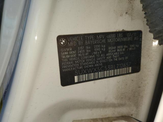 Photo 10 from auction – 2011 BMW X3 XDRIVE2 with VIN 5UXWX5C53BL712657