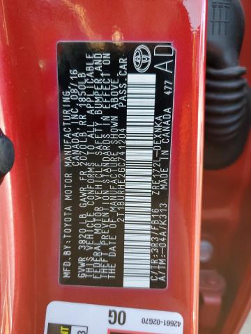 Photo 10 from auction – 2016 TOYOTA COROLLA L with VIN 2T1BURHE2GC741204