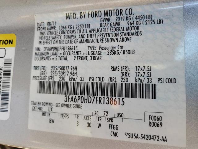 Photo 10 from auction – 2015 FORD FUSION SE with VIN 3FA6P0HD7FR138615