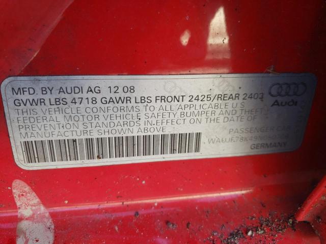 Photo 10 from auction – 2009 AUDI A4 PREMIUM with VIN WAUJF78K49N050706